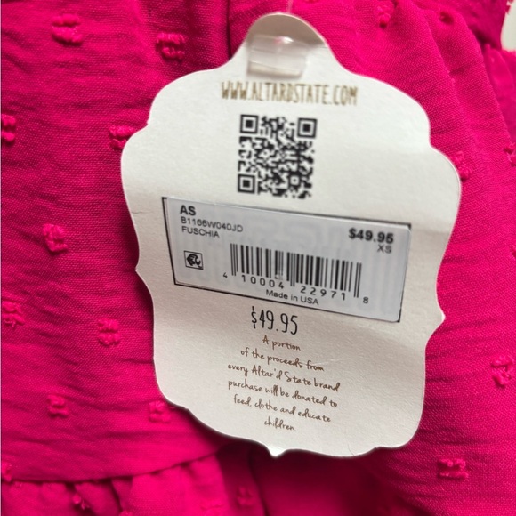 ALTAR’D STATE PINK BABY DOLL RUFFLE CUT-OUT TIE BACK BEACH CROP TOP SZ XS NWT - Picture 5 of 8